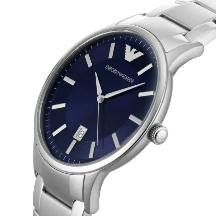 Emporio Armani Men's AR11180 Silver-Tone Stainless Steel Watch with Blue Dial - Image 3
